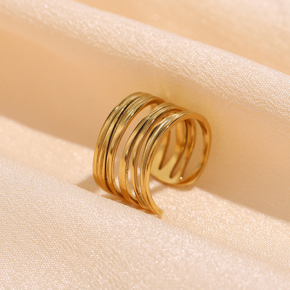 Minimalist Irregular Line Stainless Steel Open Ring For Women_voghion.com