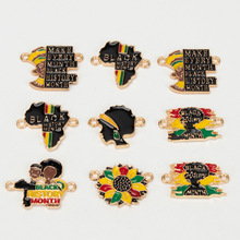 跨境黑人节合金饰品配件纪念黑人滴油吊坠diy项链耳环制作配饰