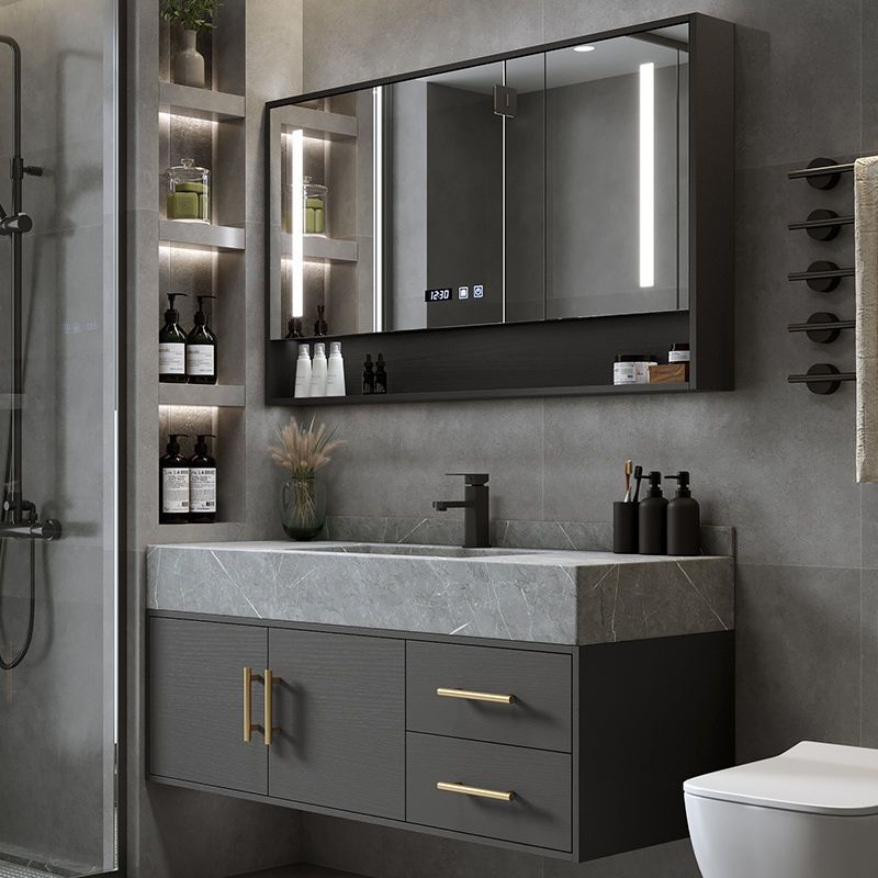 Placa de roca integrada cuenca gabinete de baño combinación de luz de lujo baño lavabo gabinete de mesa de lavado traje