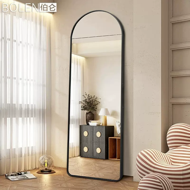 伯仑拱门形全身镜子定制铝合金框穿衣镜壁挂墙家用服装店立体镜子