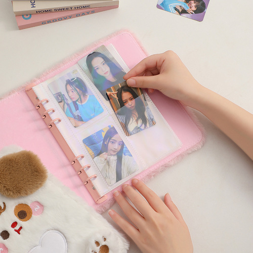 Korean version A5 cartoon plush loose-leaf photo album student self-printed small card storage album star chasing album card collection card album female