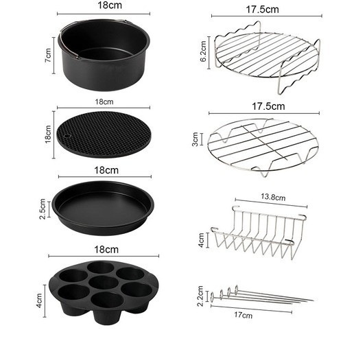 Air Fryer Accessories 7in 8-Piece Set Suitable for 5.2QT-5.8QT, Compatible with Philips, Amazon, etc.