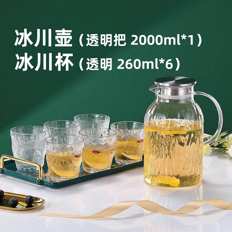 tetera de agua fría de vidrio tetera de agua fría doméstica resistente a altas temperaturas taza de agua fría resistente al calor a prueba de explosiones de gran capacidad tetera de té abierta fría image 22