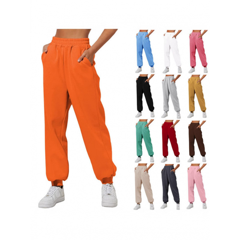 Cross-border Amazon Spring and Autumn Women's Loose Sports Pants, Comfortable Jogging Pants, Casual Sweatpants with Pockets, In-Stock Wholesale