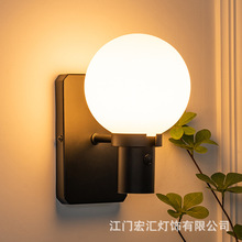亚马逊跨境led壁灯简约室内卧室床头墙壁挂壁灯充电球泡免布线灯
