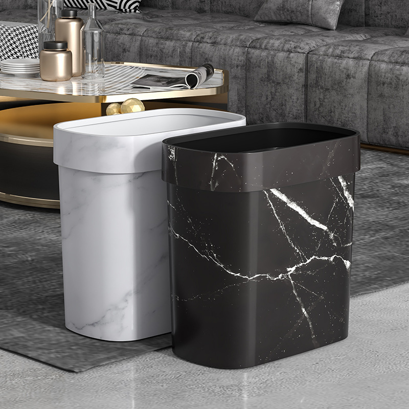 New Stylish Household Marble Gap Trash Can, Large Size for Kitchen, Bedroom, Living Room, Bathroom, Toilet, Without Lid