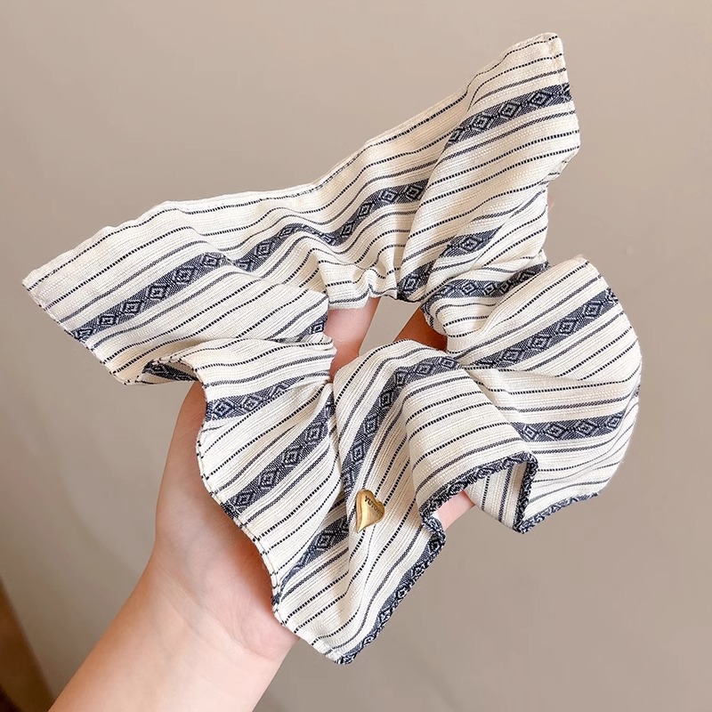 Retro denim azul cuadrado cabello toallas cuadradas de alta calidad anillo de cabello para mujeres cola de caballo no daña cabello banda de goma tocado