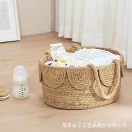 手工编织花边收纳篮婴儿用品尿不湿储物篮零食衣物收纳筐杂物筐