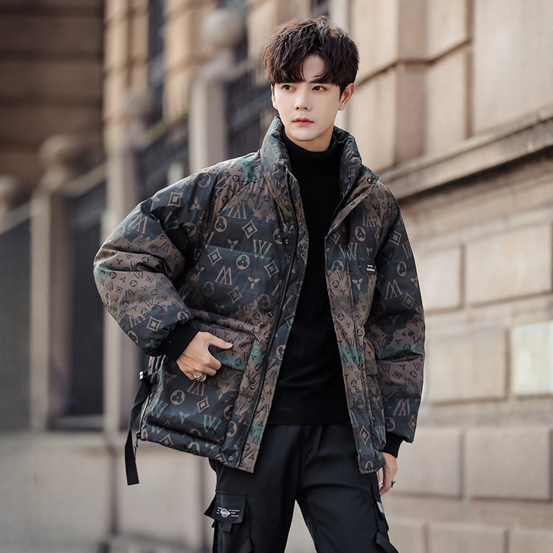 Winter casual down for men, thickened new winter loose and trendy standing collar men's short jacket_voghion.com