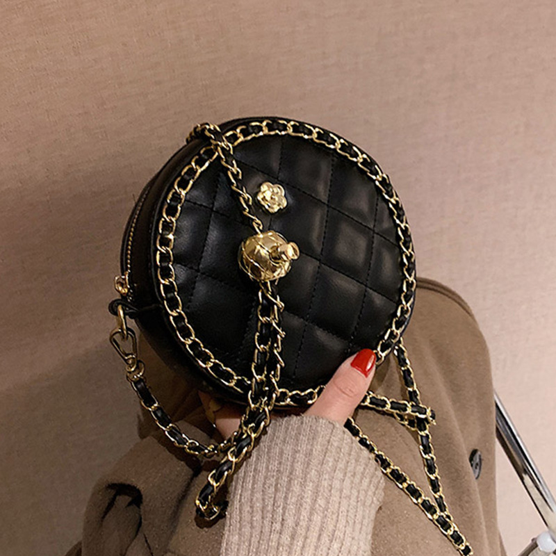 Internet Celebrity High-End Bag for Women 2021 New Style Versatile Crossbody Bag Niche Design Quilted Chain Small Round Bag