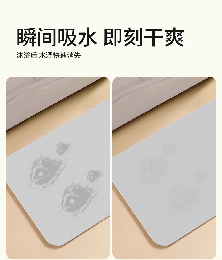 Cute Cartoon Anime Diatomaceous Earth Floor Mat for Washbasin, Quick-Drying, Water-Absorbent, Non-Slip Soft Mat, Easy-Care Bathroom Floor Mat