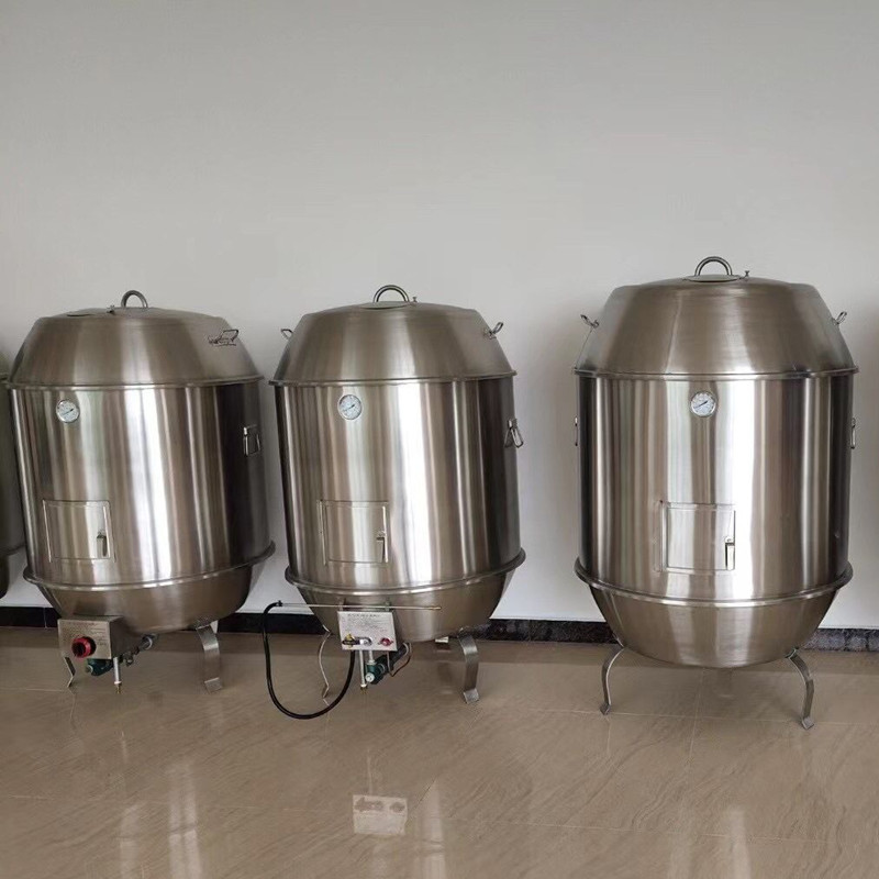 304不锈钢烤鸭炉80cm90CM果木炭燃气加厚单双层烧鹅烤鸡脆皮肉炉