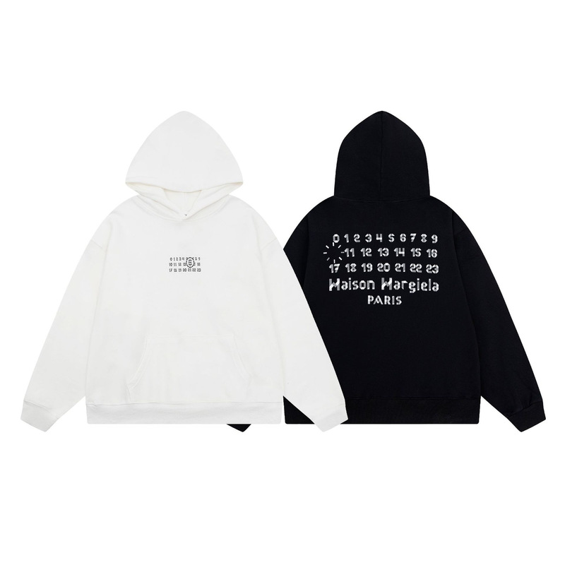 Cross-Border Trendy Brand Maison Margiela Mm6 Loose Calendar Circle Cut Out Digital Hooded Sweatshirt