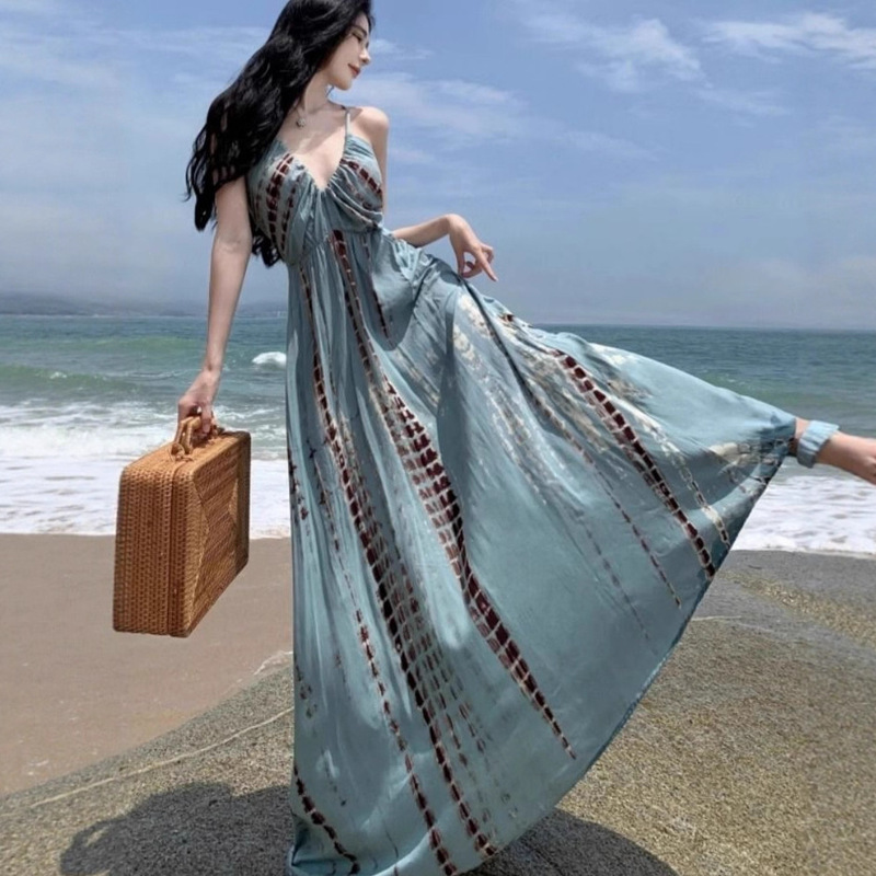 Bohemian Holiday Dress Women's Summer New French Travel Photo Seaside Beach Skirt Elegant Long Skirt