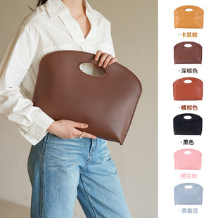 New Handmade DIY Genuine Leather Material Bag Pure Color Cool Computer Briefcase Work Clothing Fashion Simple Clutch Bag