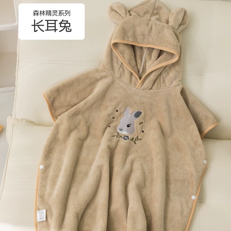 Коралловый велюровый детский мягкий мультяшный халат-плащик с капюшоном, банное полотенце для новорождённого