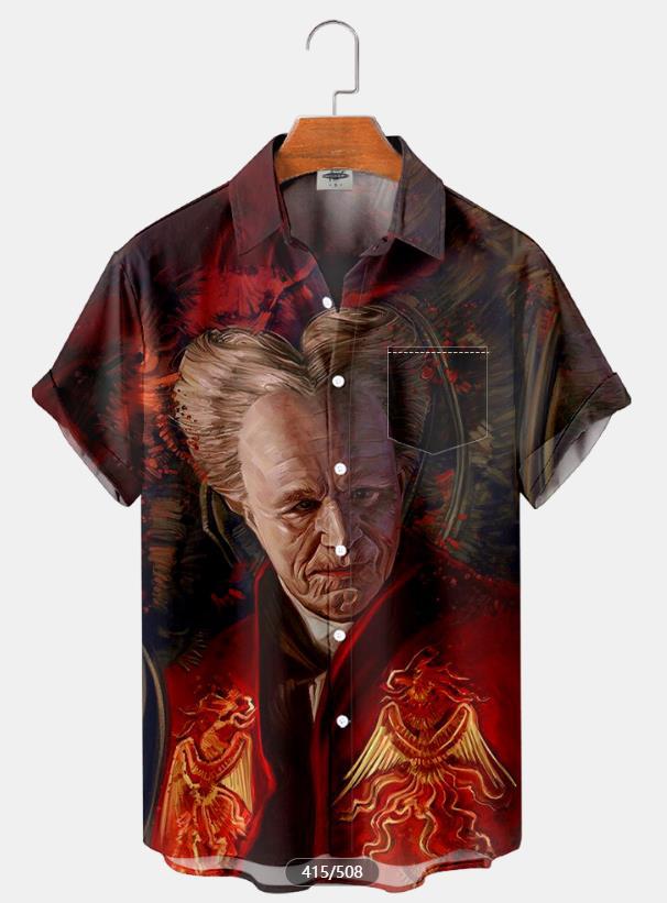 2023 nueva camisa 3D de talla grande para hombres transfronterizos serie caliente camisa hawaiana impresa digital 3D fuente