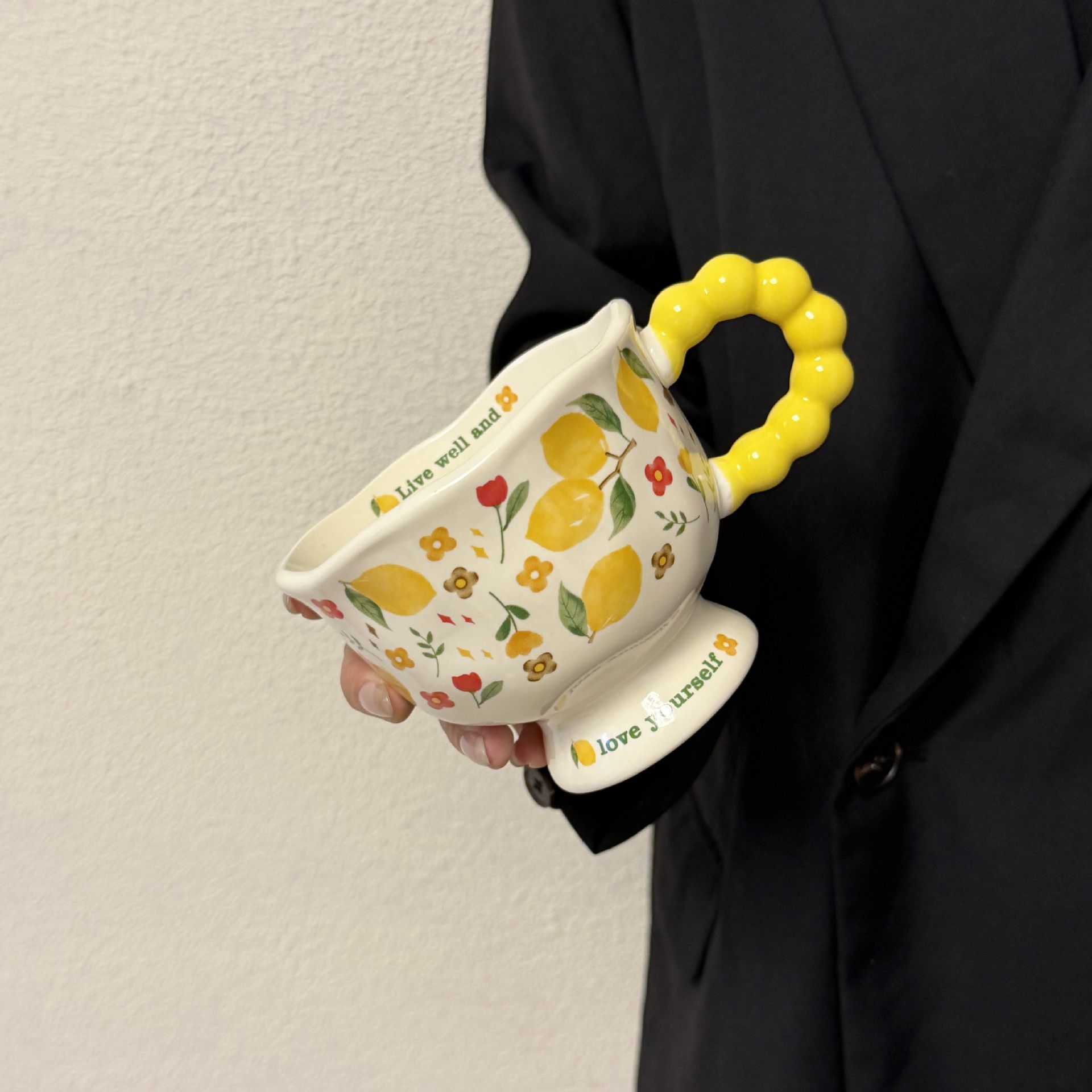 卡通马克杯水蜜桃高颜值陶瓷杯女生生日礼物伴手礼送客户员工礼品