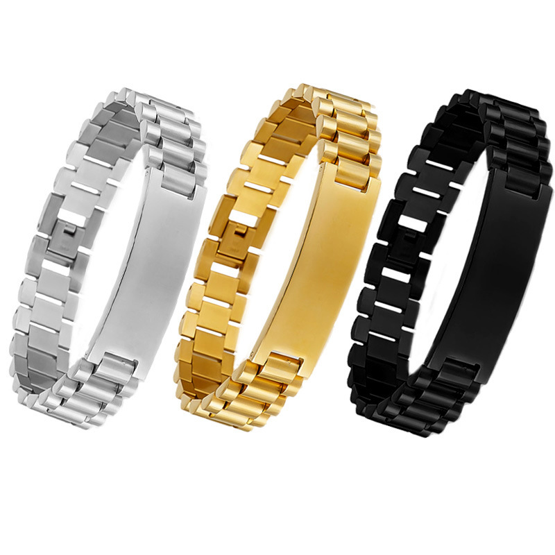 Curva marca titanio pulsera de acero al por mayor estilo coreano personalizado 15mm Acero inoxidable impermeable hombres reloj cadena ajustable pulsera