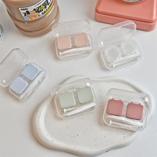 Color Contact Lens Care Box Single Cup Type Large Capacity Flip Top Double Box Portable Storage Contact Lens Companion Box