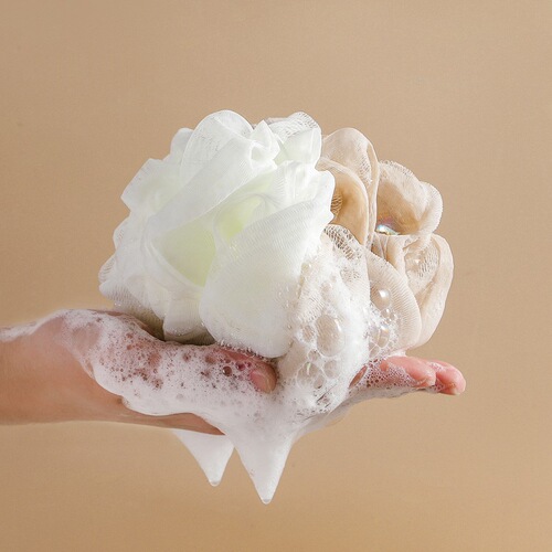 Bath ball, solid color, large bath ball, two-color cotton rope, bath flower foaming net, bath rub, soft bath flower rub