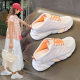 Closed toe half slippers for Women summer outdoor wear 2022 new hidden height platform platform rainbow bottom leather breathable casual women