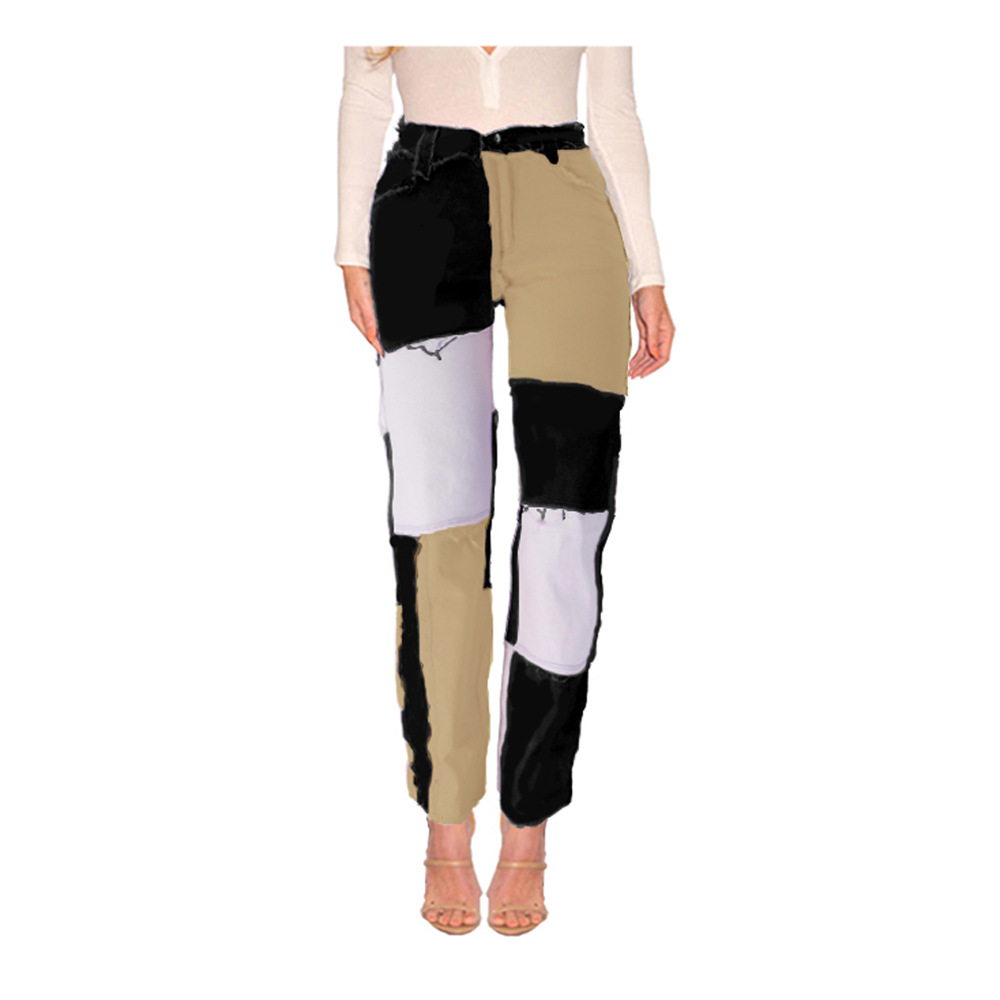 Damjeans med hög midja oregelbunden stil höst vinter_voghion.com