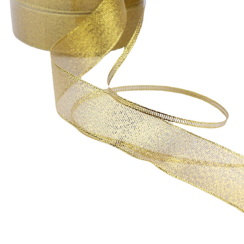 Glitter Ribbon Golden Silver Ribbon cinta de Navidad embalaje de regalo para hornear cinta decoración de la boda cinta festiva al por mayor