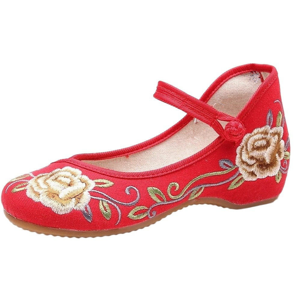 Old Beijing Summer New Low Heel Beef Sole Antique Women's Embroidered Cloth Shoes Hanfu Shoes Ethnic Square Dance Women's Shoes