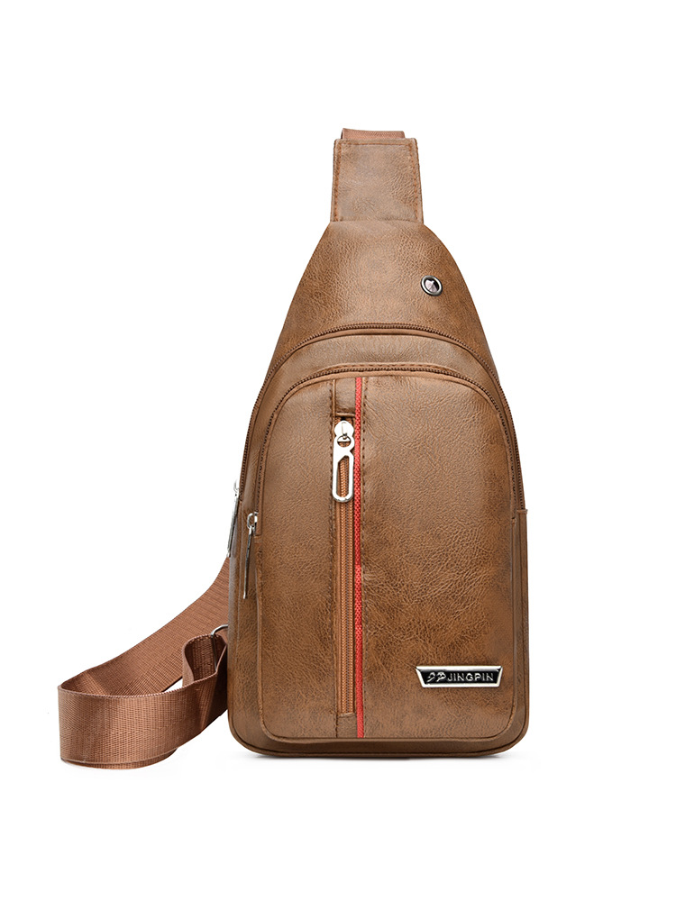 2024 bolso de pecho de cuero suave PU simple bolso de hombro a prueba de agua bolso de mochila de negocios casual al por mayor