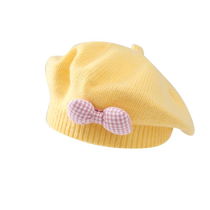 Children's Beret Baby Hat Cute and Cute Autumn/Winter Girl Foreigner Korean Edition Princess Knitted Woolen Artist Hat