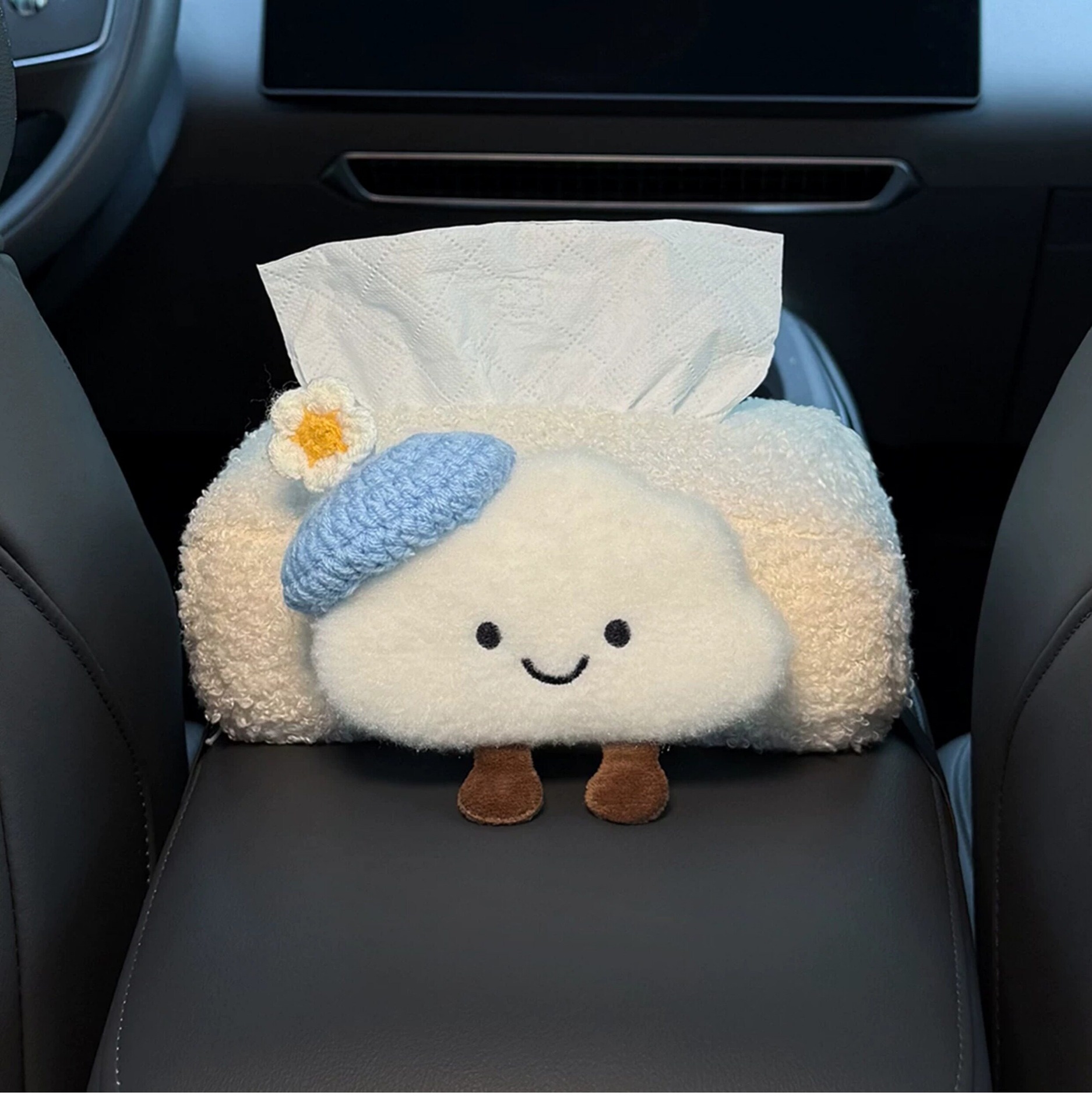 2026 New Model Car Tissue Box, Armrest Box Tissue Holder, Seat-mounted Car Tissue Bag, Cute Cloud Design for Women