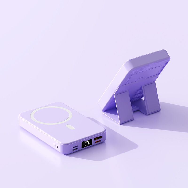 TFTスクリーン、MagSafe対応、15W磁気ワイヤレス充電パワーバンクスタンド、10000mAh、ケーブル内蔵、ギフト|undefined
