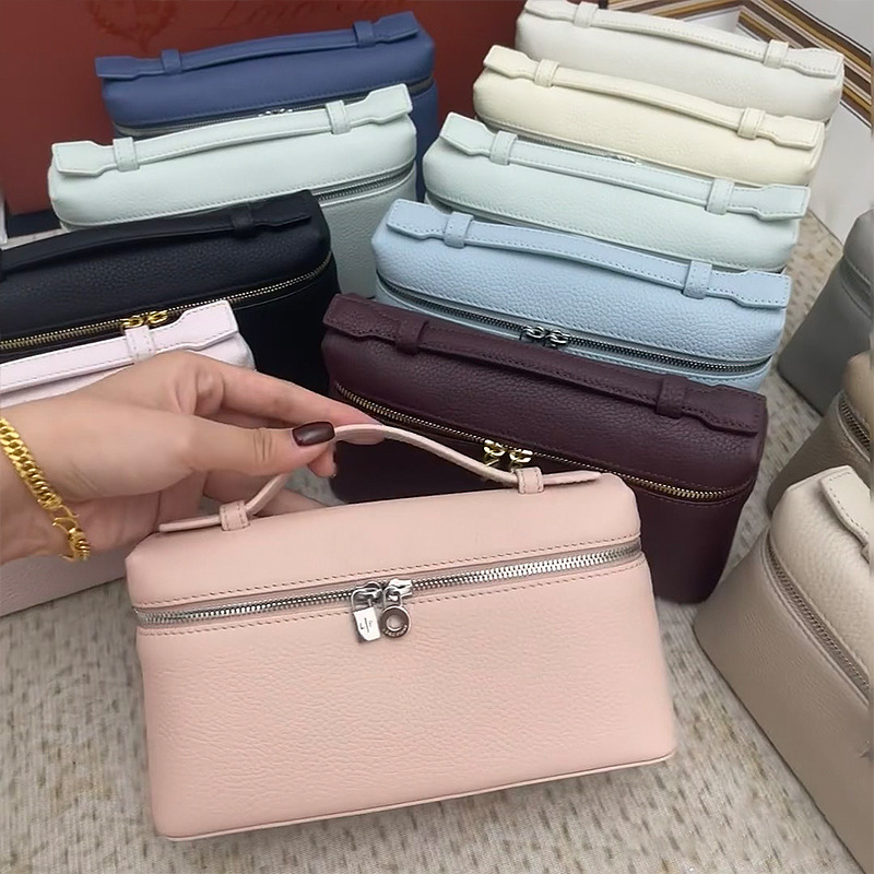 High Quality Lp19 Lunch Box Bag for Women 2025 New Loro Bag Cowhide Small Square Bag Fashionable Commuter Shoulder Bag