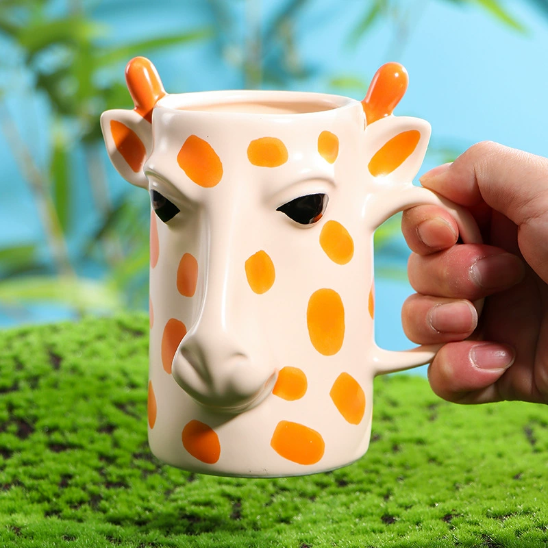 Creative Cartoon Giraffe Ceramic Cup Mug 3D Three-dimensional Shaping Cup High-Looking Personalized New and Unique Cup