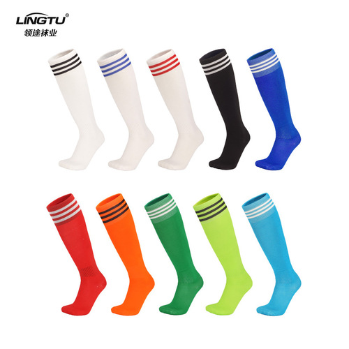 Men's thin high-top football socks men's cross-border sports socks breathable sweat-absorbent stockings three-pole football socks wholesale