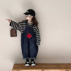 女童春季套装2025新款森系牛仔背带裤洋气宝宝春秋时髦儿童两件套