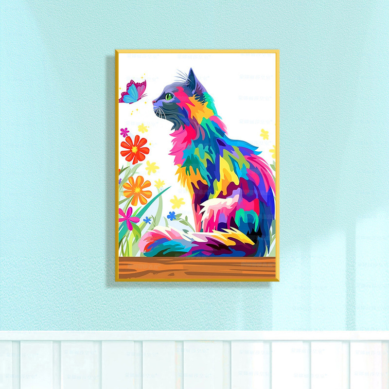 Mona Lisa cruz real mariposa gato nuevo lindo animal moda moderna pintura decorativa bordada a mano