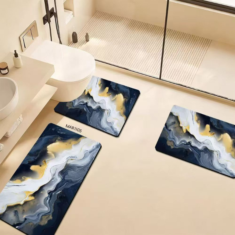 Alfombra de barro de diatomeas simple, alfombrilla de baño de secado rápido absorbente de agua especial, alfombrilla de baño de tres piezas antideslizante y resistente a la suciedad