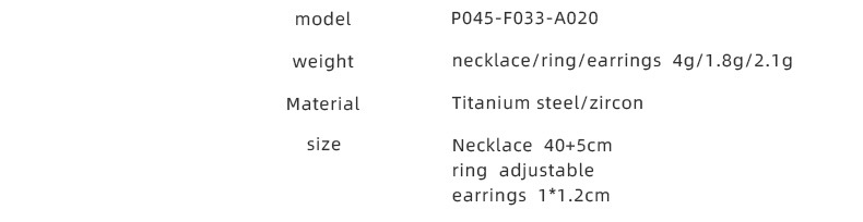 Elegant Butterfly Titanium Steel Inlay Zircon Rings Earrings Necklace