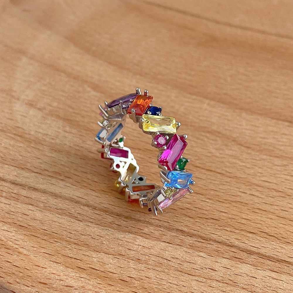 Retro Irregular Geometric Sterling Silver Inlaid Zircon Rings