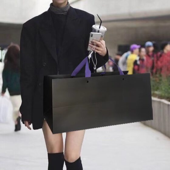 Clothing Tote Bag Widened and Long Paper Bag Super Large Capacity Women's Leather Bag Gift Box Gift Bag High-end in stock Printing