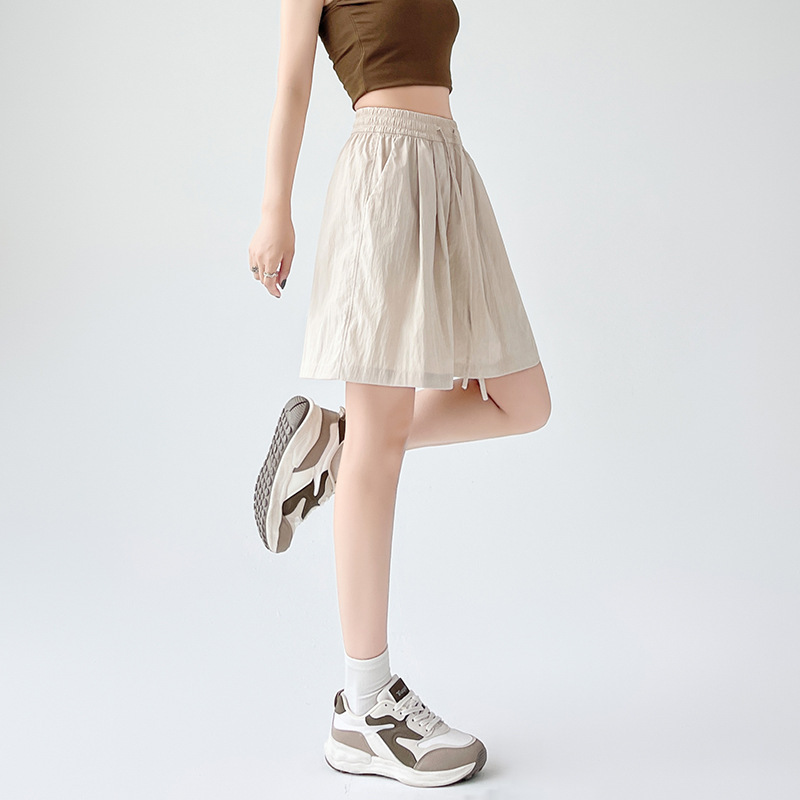apricot Yamamoto Shorts Women's Summer Thin 2024 New High Waist Casual Wide Leg Pants Ice Silk Sports Pants