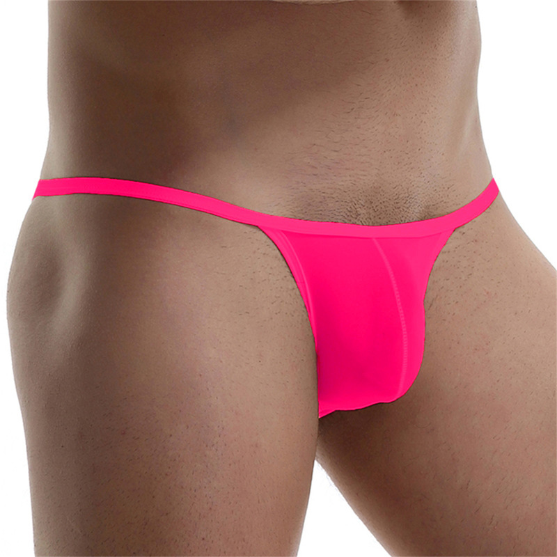 European and American Men's Sexy Thong Bikini High-Cut Briefs, Lightweight and Breathable U-Convex Solid Color Underwear