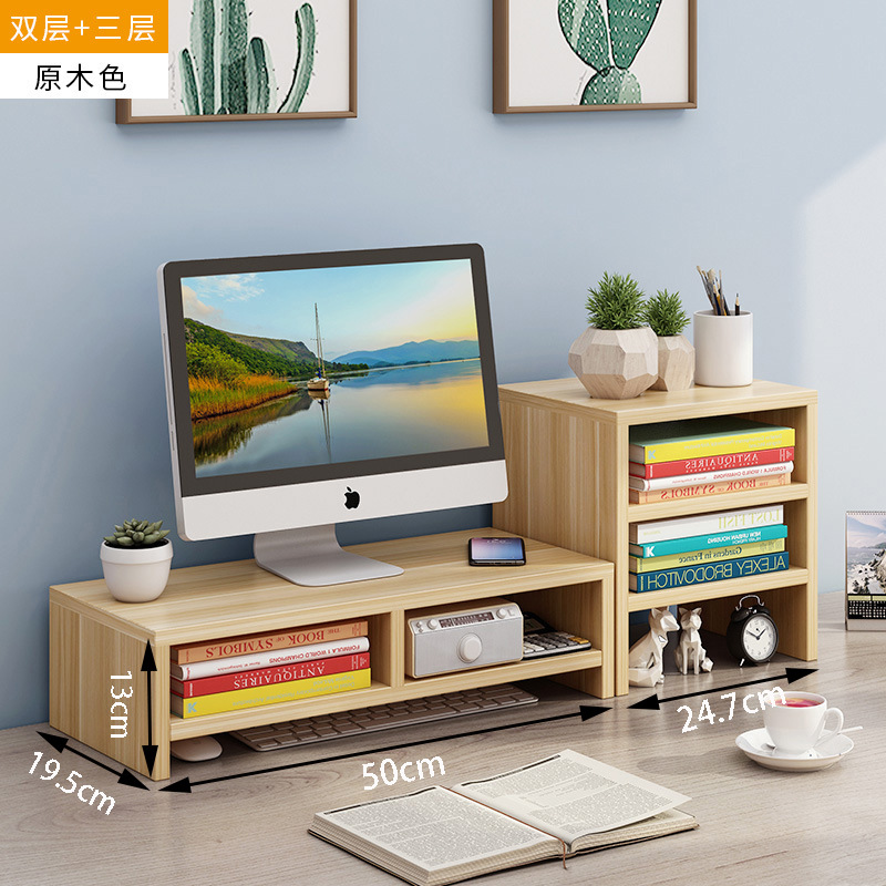 Estante elevador para monitor con cajones para almacenamiento en escritorio, organizador para dormitorio estudiantil, cajón elevador.