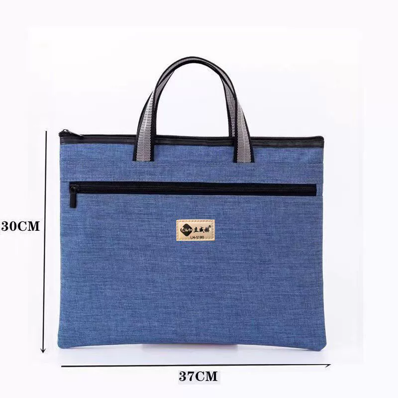 Handheld capacious cloth bag for documents with zipper, files bag for folders
