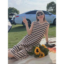 代销专供 条纹无袖连衣裙女夏