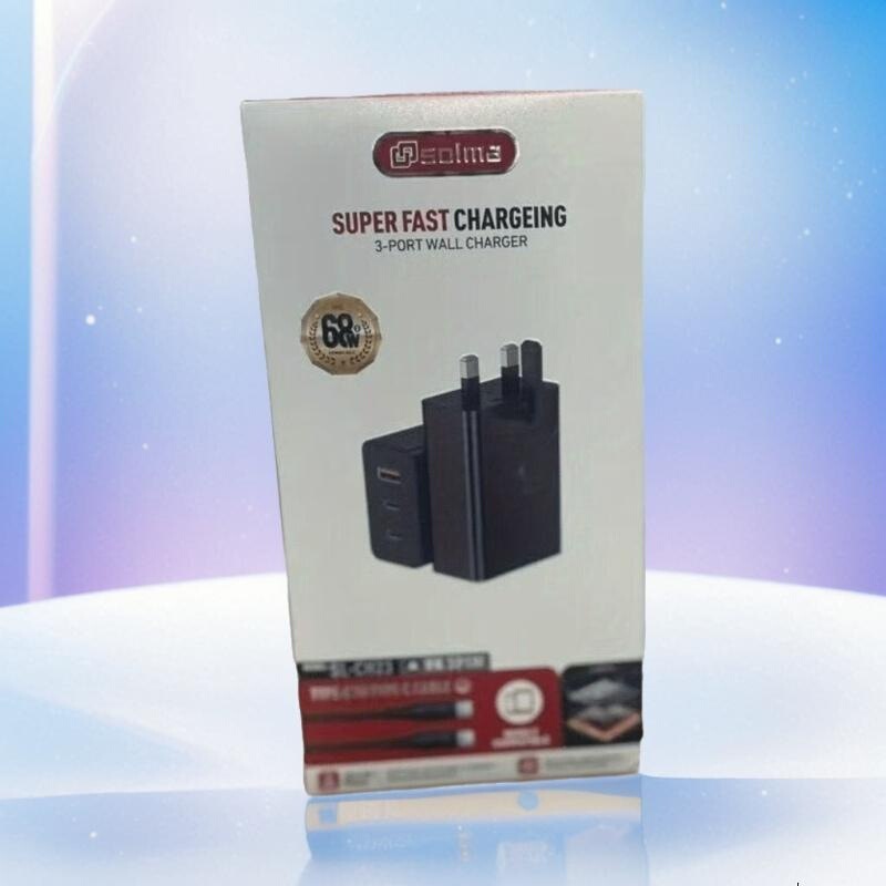 68W Three-Port Charger Suitable for Samsung S22 S21 Note20 Pd Fast Charging Head Dual Type-C