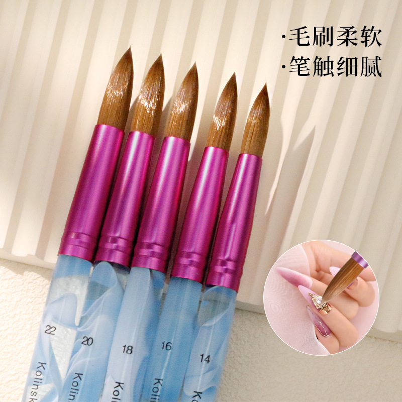 Cross-border Amazon Acrylic Rod Nail Art Mink Crystal Pen Carving Pen Siberian kolinsky Nail Brush Cross-border Amazon Acrylic Rod Nail Art Mink Crystal Pen Carving Pen Siberian kolinsky Nail Brush