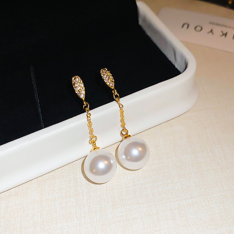 15# silver needle-gold-pearl 10mm (real gold plating)